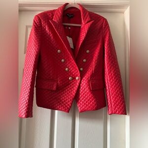Red Vegan Blazer Double Breasted Decorative Buttons Sz XL